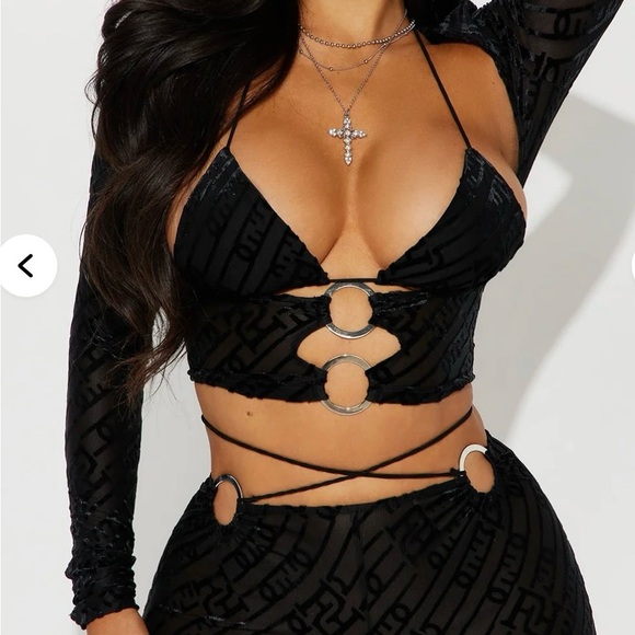 Sexy Chic Black 3piece pant set - Picture 2 of 7